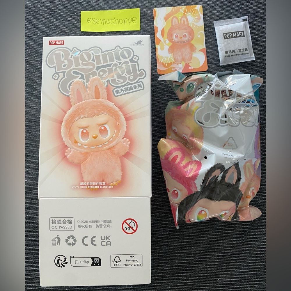 Pop Mart Labubu HAPPINESS Big Into Energy Vinyl Face Plush Pendant Keychain BIE - Picture 3 of 7